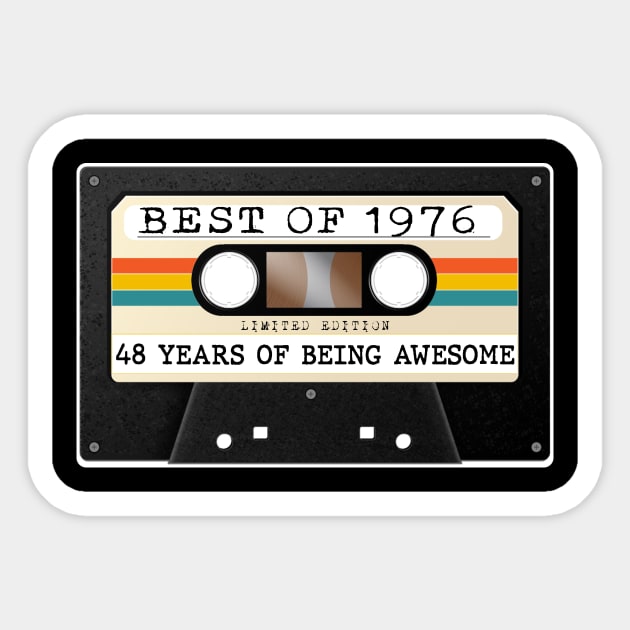 Funny Best of 1976 48th Birthday Cassette Tape Vintage Sticker by Happy Solstice